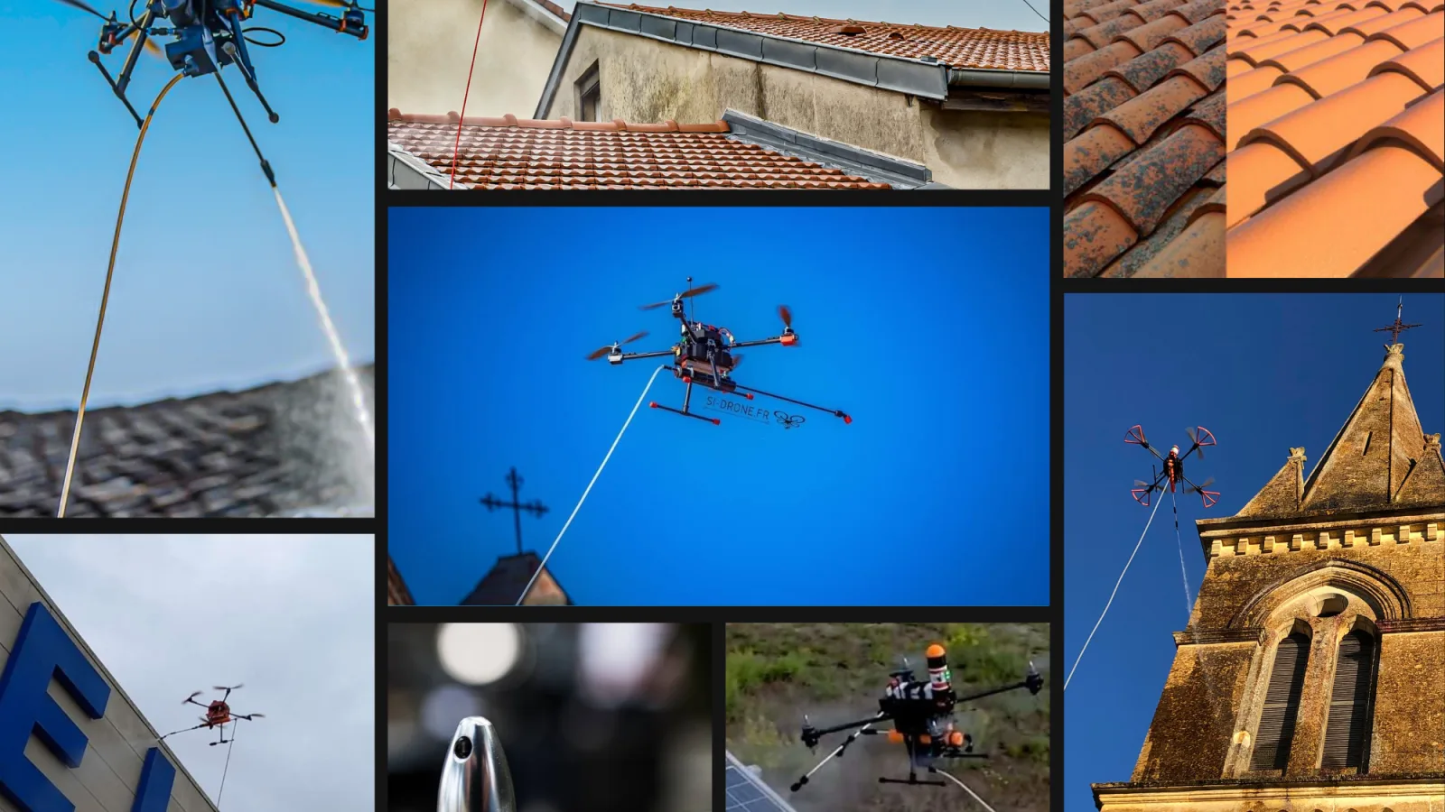 Dron przemysłowy do czyszczenia okładzin, elewacji i dachów budynków